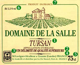 Этикетка для вина Vin Delimite de Qualite Superieure (V.D.Q.S)